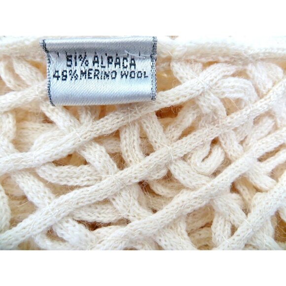 NEW! Talbots Alpaca Wool Blend Crochet Knit Cardigan Button Front Ivory SZ M - Picture 7 of 7